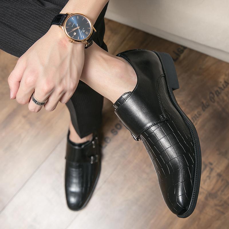 FashionPatent Leather Men Monk Shoes Fashion Loafers Black Brown Slip on Mens Dress Shoes Wedding Party Formal Oxfords Shoes Size 39-45