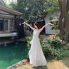 Women's Summer Floral Camisole Dress - French Style, Waist-Cinched, Long Fairy Skirt