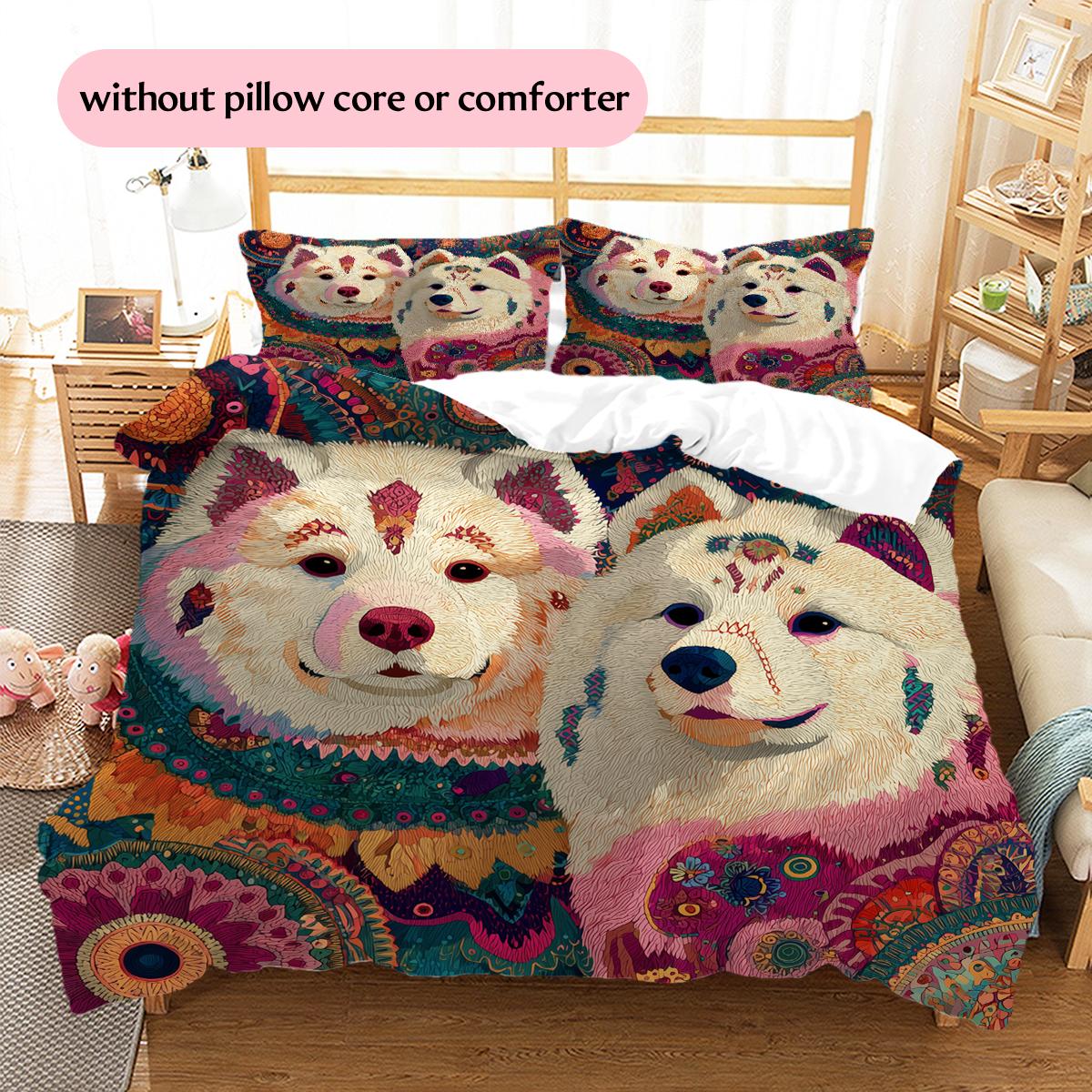 

Two Samoyeds Pattern Bedding Home Decoration Birthday Gift (1 * duvet cover + 2 * pillowcase, without core) 135x200cm
