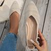 New fly-woven pointed shallow mouth flat-soled single shoes women's 2025 foreign trade large size knitted breathable four-season Doudou shoes