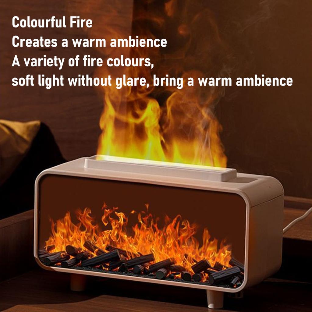 Fireplace Humidifier Diffuser Essential Oil Diffuser Simulated Compact 200ML Anti Dry Burning 7 Colors Lights for Bedroom