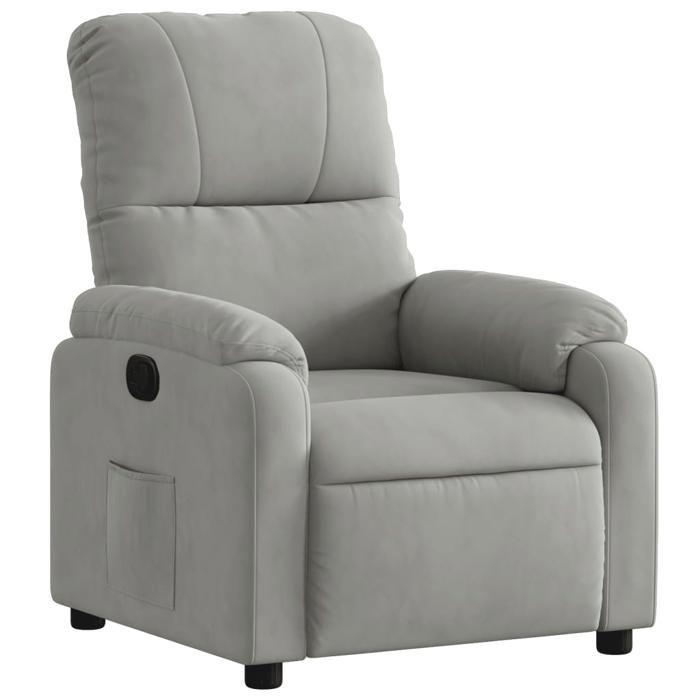 VidaXL Fauteuil Inclinable, Chaise de Relaxation, Siège avec Accoudoirs et Dossier, Fauteuil TV de Salon, Moderne, Gris 373450