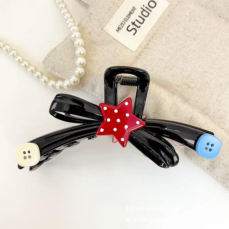 Korean Style Polka Dot Bow Shark Hair Clip - Elegant & Versatile