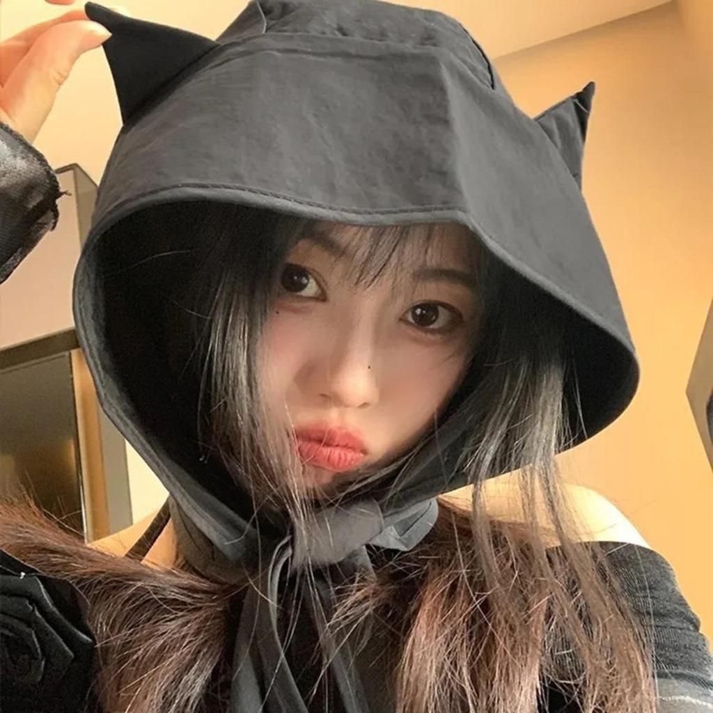 Little Devil Horn Headscarf Quick-drying Solid Color Strap Hat Sun Cap Sunscreen Hat Beanie Cap Sports Hat