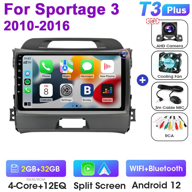 2 Din Android 12 Car Radio For KIA Sportage 3 2010 - 2016 Multimedia Video Player GPS 4G Carplay Auto Stereo QLED DVD Head Unit