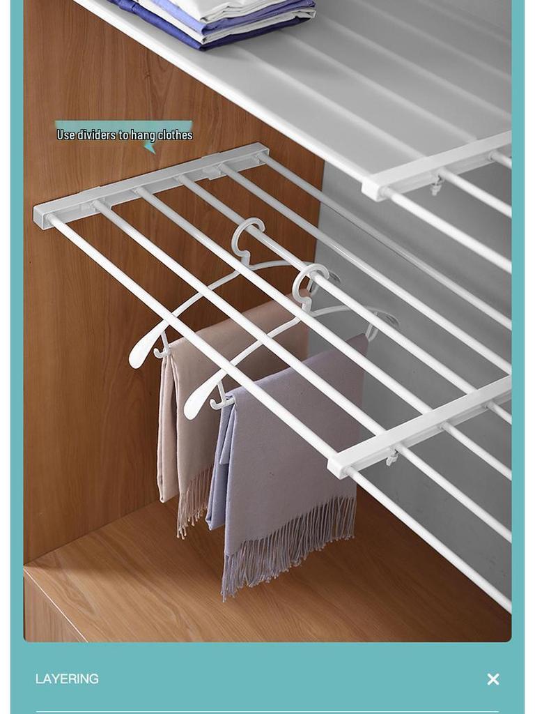 Extendable Nail-Free Layered Storage Dividers for Wardrobes, Cabinets, and Bathrooms