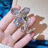 Emerald Four-Leaf Flower 3D Brooch: Gold-Plated with Zircon and Pearl Accent for Women