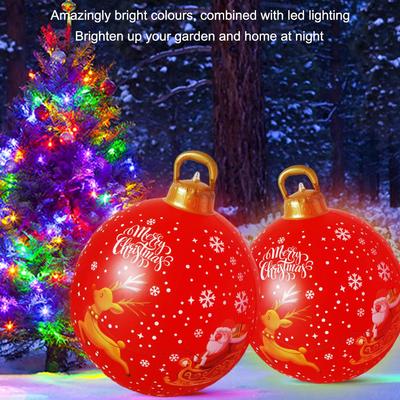 Giant PVC Inflatable Christmas Decoration Ball Ornament Christmas Outdoor Holiday Yard Lawn Porch Decoration Xmas Toy Ball