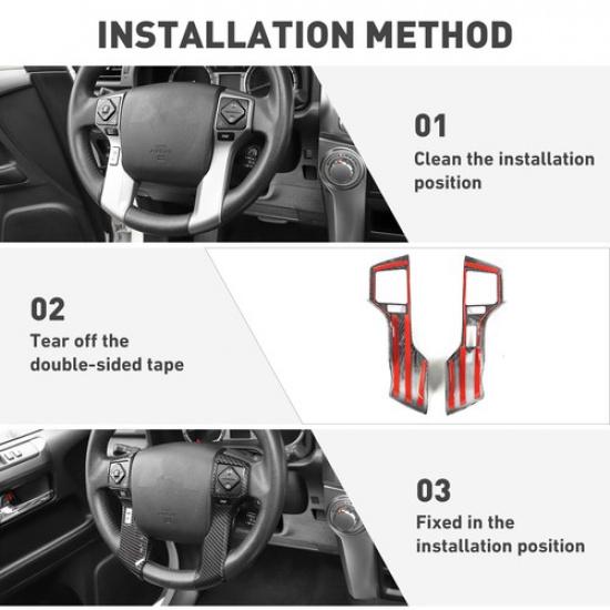 Carbon Fiber Inner Steering Wheel Cover Trim Panel Frame Trim For 4Runner 2010+
