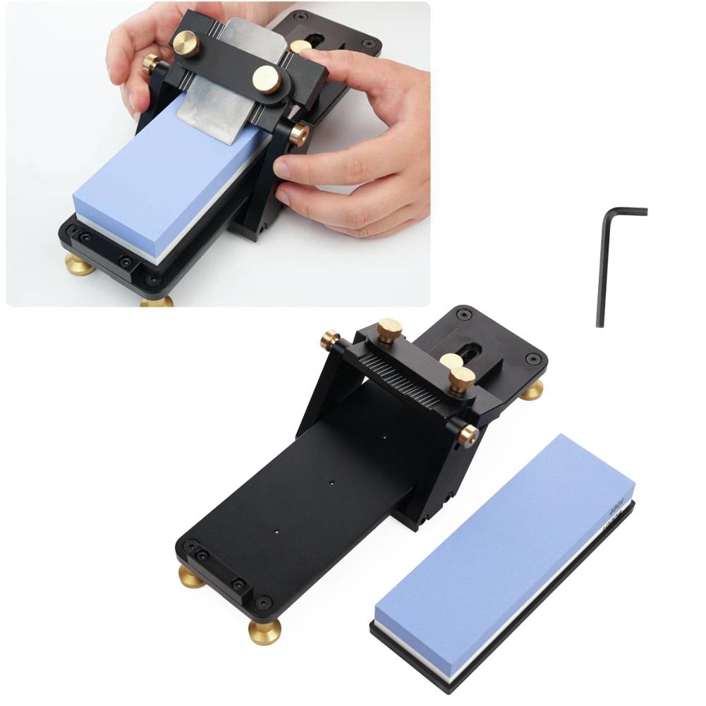 Sharpening Clamp with Fixed Angle Frame and Double Grit Whetstone for Smooth and Accurate Sharpening of Kitchen and Garden Tools