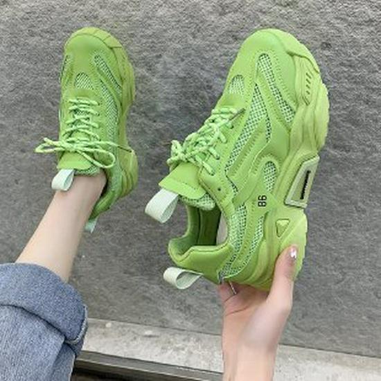 Modische Mesh-Dad-Schuhe für Frühling und Sommer – bonbonfarben, atmungsaktiv, mit dicker Sohle, vielseitige Sport-Sneaker