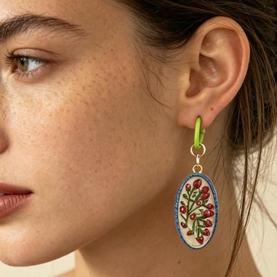 Creative Vintage Dangle Earrings Palm Tree Flower Drop Oil Alloy Jewelry for Women Date Night Wear
