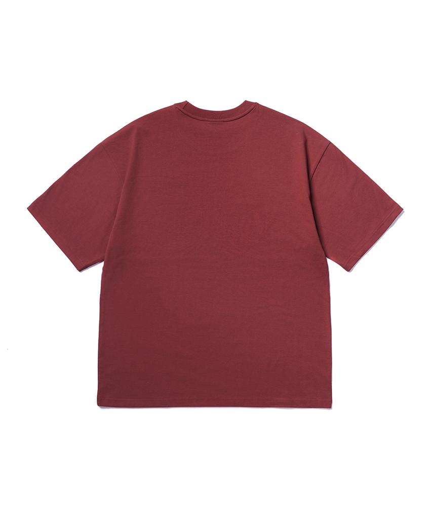 GAKKAI UNIONS Cutoff Stitch Short Sleeve T-Shirt Burgundy