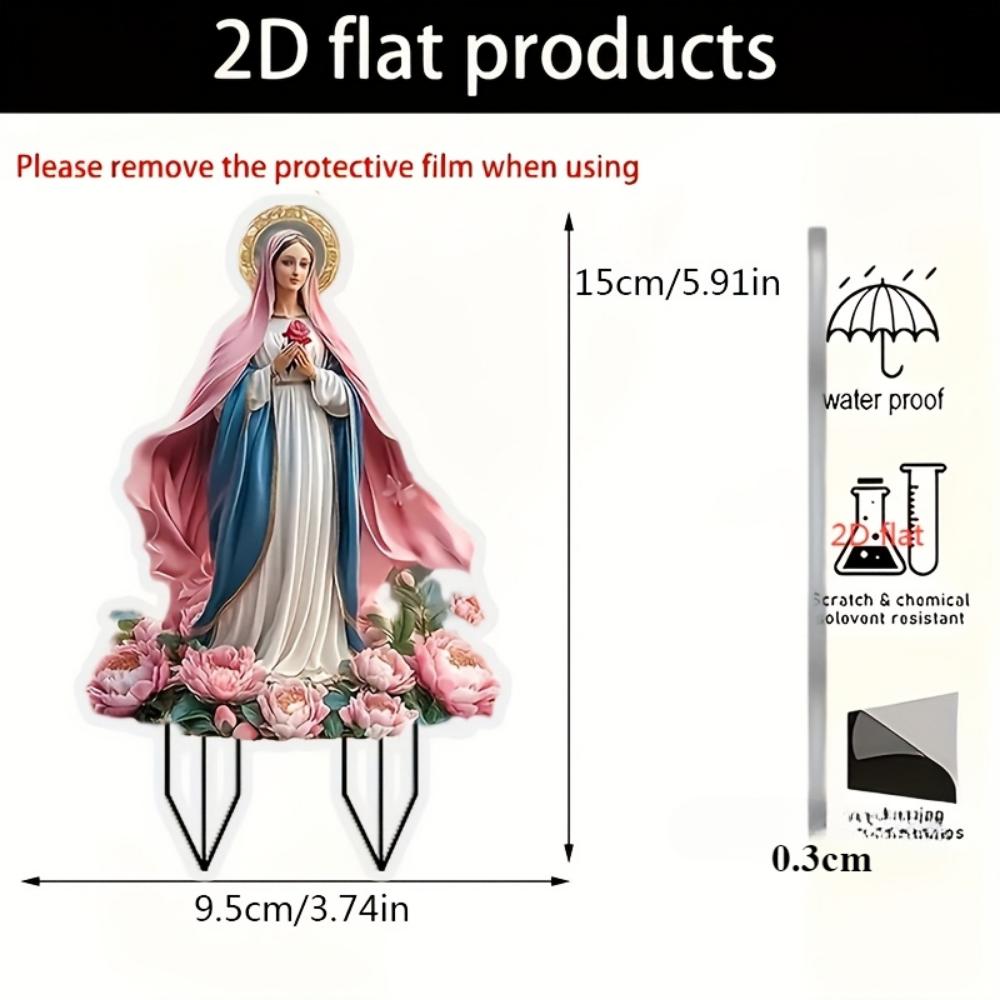 Traditional Style Virgin Mary, 2D Flat Acrylic, Patio Decoration, Suitable for Gardens, Lawns, Potted Plants, Christmas, Halloween