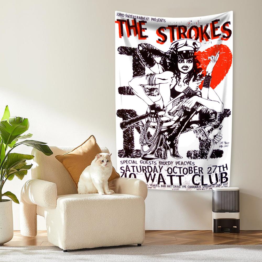 American Rock Band Tapestry Music Album Cover Strokes Bedroom Decor Large Fabric Wall Hanging Background Cloth Party Backdrop
