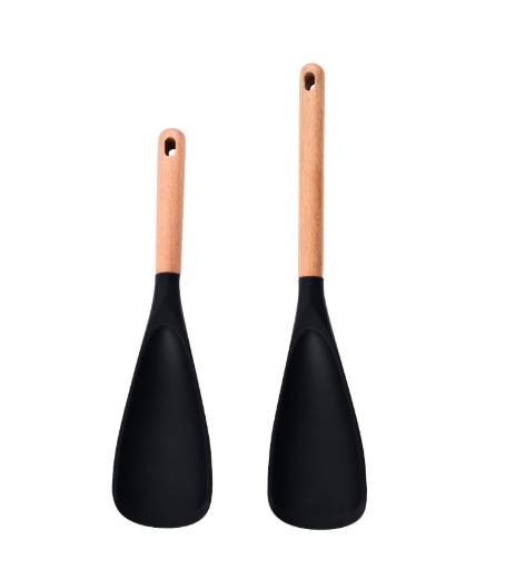 

2/4Pcs Kitchen Cooking Spoons Wooden Handles Silicone Spatulas Multi-Purpose Kitchen Cooking Utensils