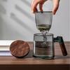 Glass Teacup with Wooden Handle Flowering Tea Diffuser Filter Cup