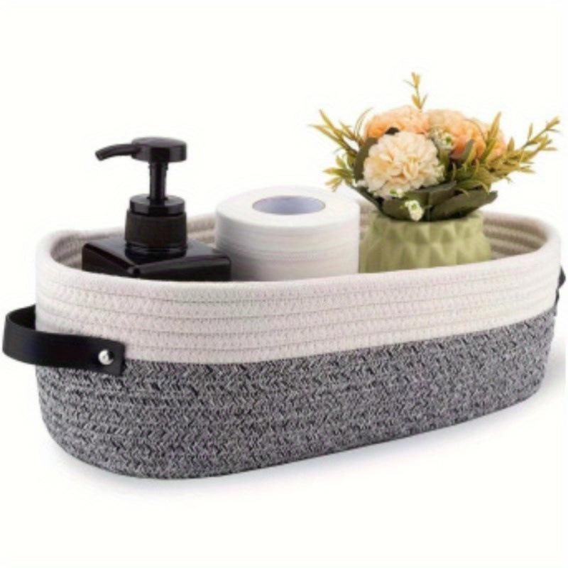 Cotton Rope Woven Storage Basket Desktop Organizer Household Cosmetic Snack Storage Box off-white