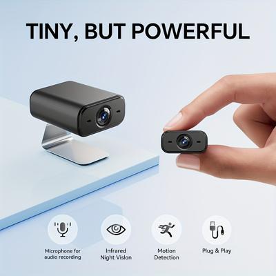 Minicâmera sem fio compacta com bateria recarregável USB, conexão Wi-Fi, visão noturna infravermelha, detecção de movimento