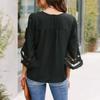 Fashion Women's V-Neck Lace Half Sleeve Casual Solid Hollow Out Tops Blouse