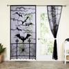 Window Spider Witch Bat Skull Door Curtain Halloween Ghost Festival Black Lace Curtain Halloween Atmosphere Decoration Family Gathering Decoration