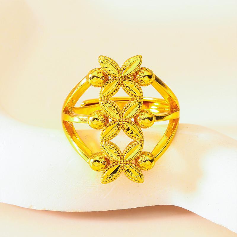 Vietnam Sand Gold Leaf Ring - Southeast Asia Jewelry for Women