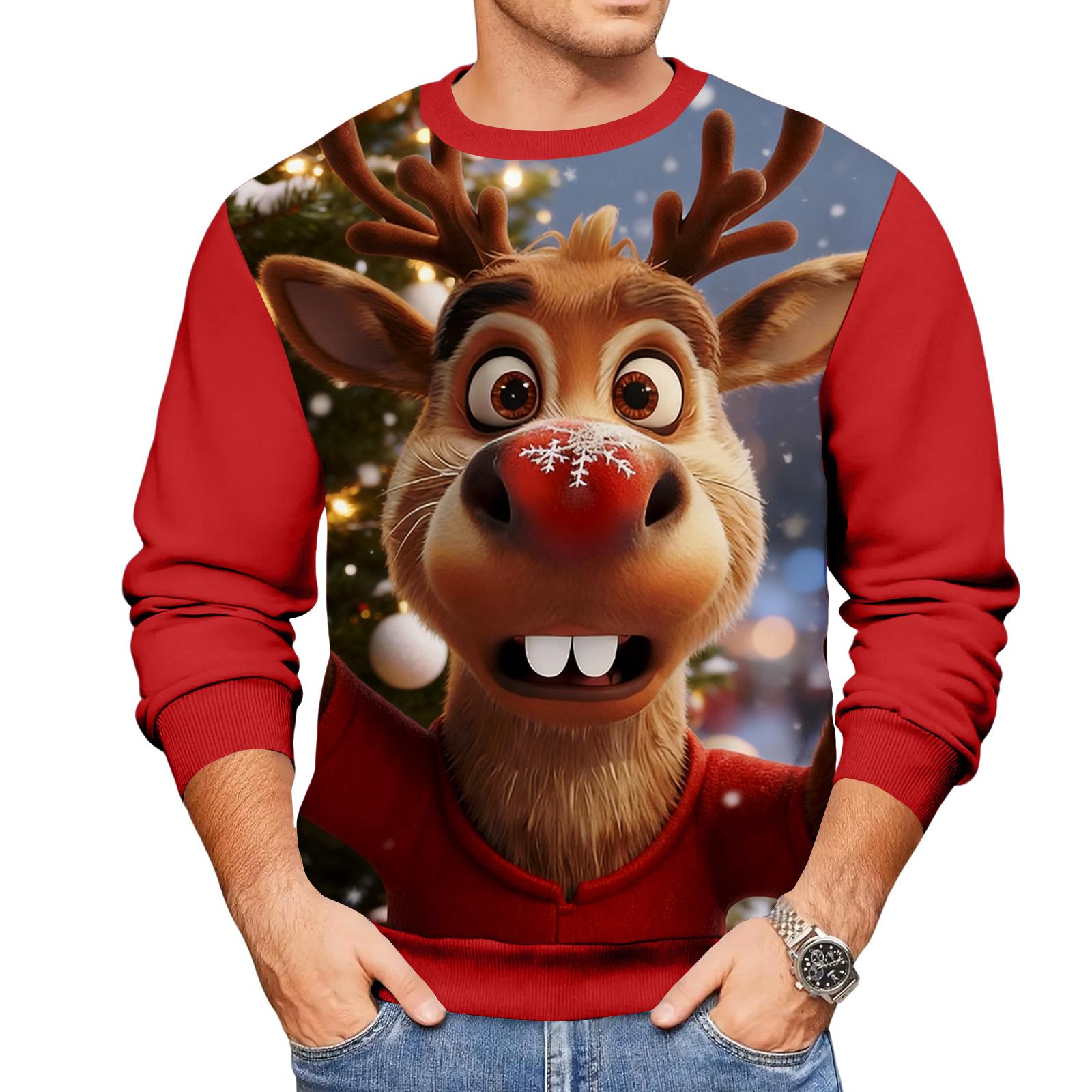 Свободное мужское худи с рождественским принтом S красный 1730₽