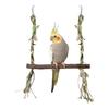 Wooden Parrot Swing Natural Stick Perch with Green Faux Leaves Bird Cage Perch