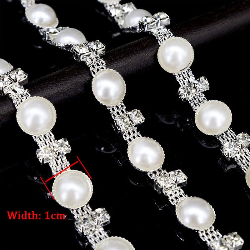 

10Yards Rhinestone Chain Pearl Beading Diamond Chains Hat Accessories Wedding Party Gift DIY Rhinestone Ribbon Decoration 10Yards