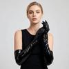 Solid Color Long Gloves Hip Hop Etiquette Mittens Fashion Patent Leather Gloves  Photography Props