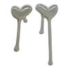 Trendy Geometric Silver Heart And Waterdrop Earrings Stylish Alloy Ear Studs