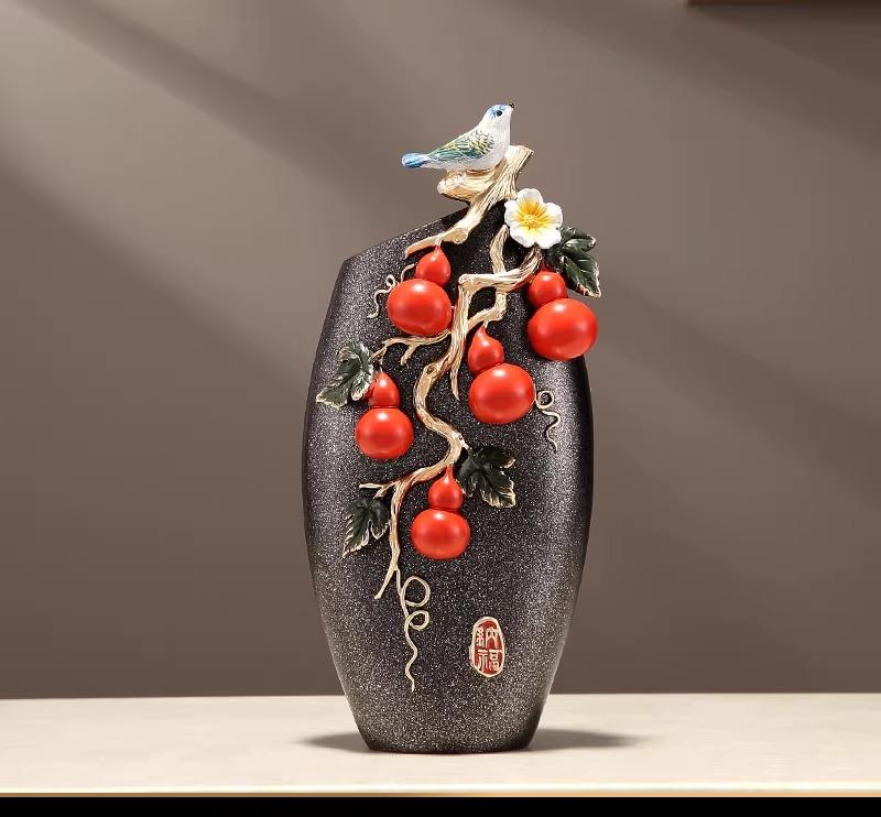 

BEPAN 1PC Chinese Style Light Luxury Vase Ornament Living Room Entrance Home Creative Craft Decor Household Goods Gift