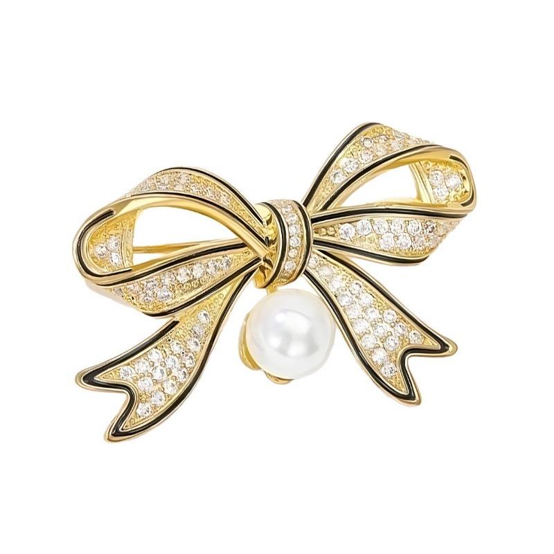 Elegant and Refined Bow Brooch, High-end Women's Luxurious and Grand Pearl Brooch, Niche Design Sense Brooch