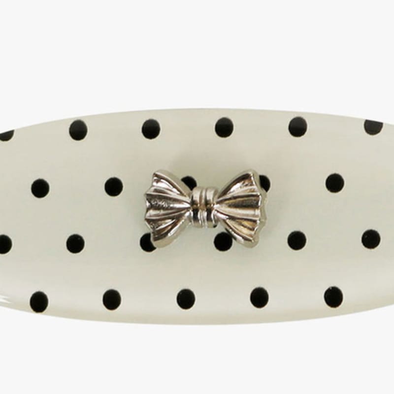 pink PINEAPPLE [2EA 1SET] POLKA DOT ribbon HAIRPIN_IVORY