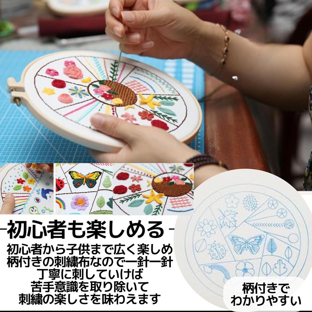 East Leaf Embroidery Cross Stitch Kit for Easy with Japanese Instructions Kit, 8-Piece Beginners, Practice, DIY, (Balloon, Flower, Dessert)