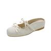 Bow-knot Ballet Style Heightened Inside Baotou Half Slippers Women's Outer Wear Spring and Summer New Flat Shoes