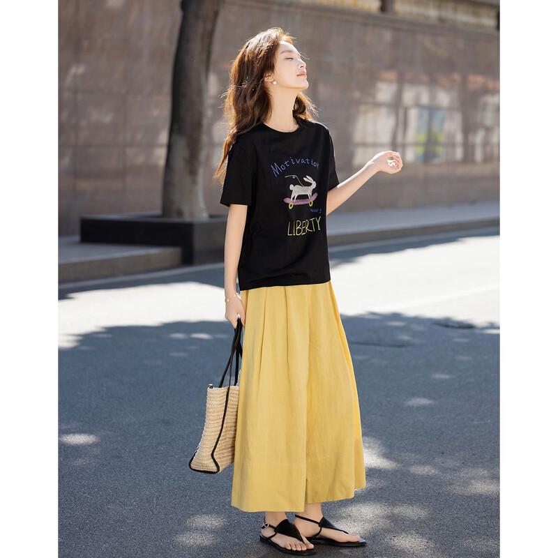 Demana Damen lockeres Baumwoll-T-Shirt mit Hasendruck