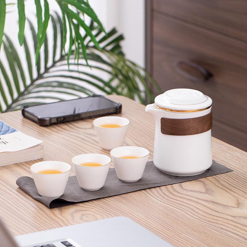 Sheep Fat Jade Portable Ceramic Travel Tea Set