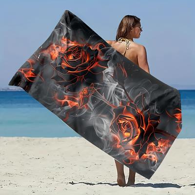 1pc Vintage Floral Pattern Beach Towel, Suitable for Seaside Beaches, Swimming Pools, Bathrooms, Camping Trips, And Yoga Fitness