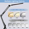 LED Desk Lamp Long Arm Foldable Clamp Adjustable Eye Caring Light with 3 Color Modes Dimmable for Reading Study and Office Work
