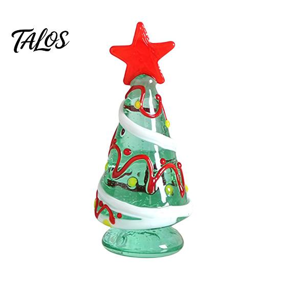 Unique Birthday Presents Glass Christmas Tree Figurine, Rotating Desk Ornament for Car Home, Stained Art Glazed Dashboard Decor & Gift Holiday Season