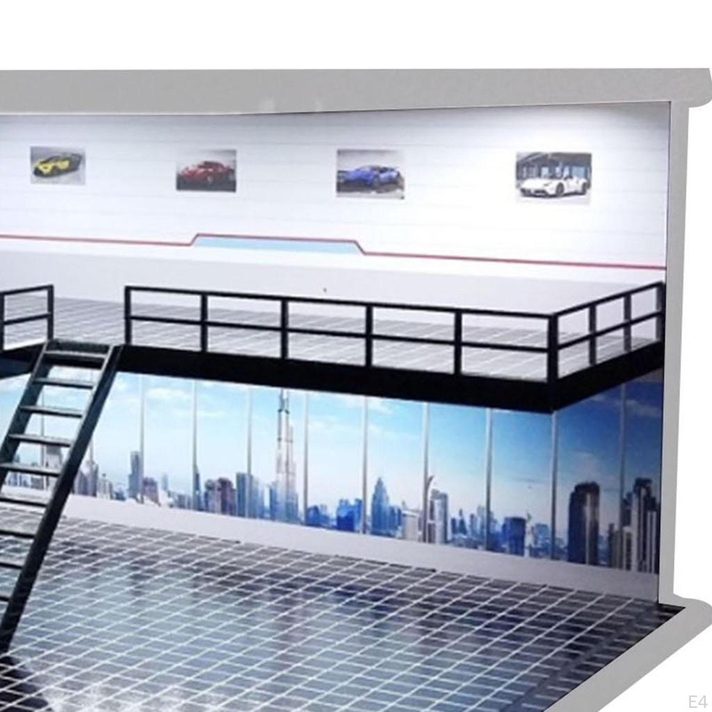 1/64 1/36 1/32 Car Diorama Scene with Lighted Storage for Diecast Collection