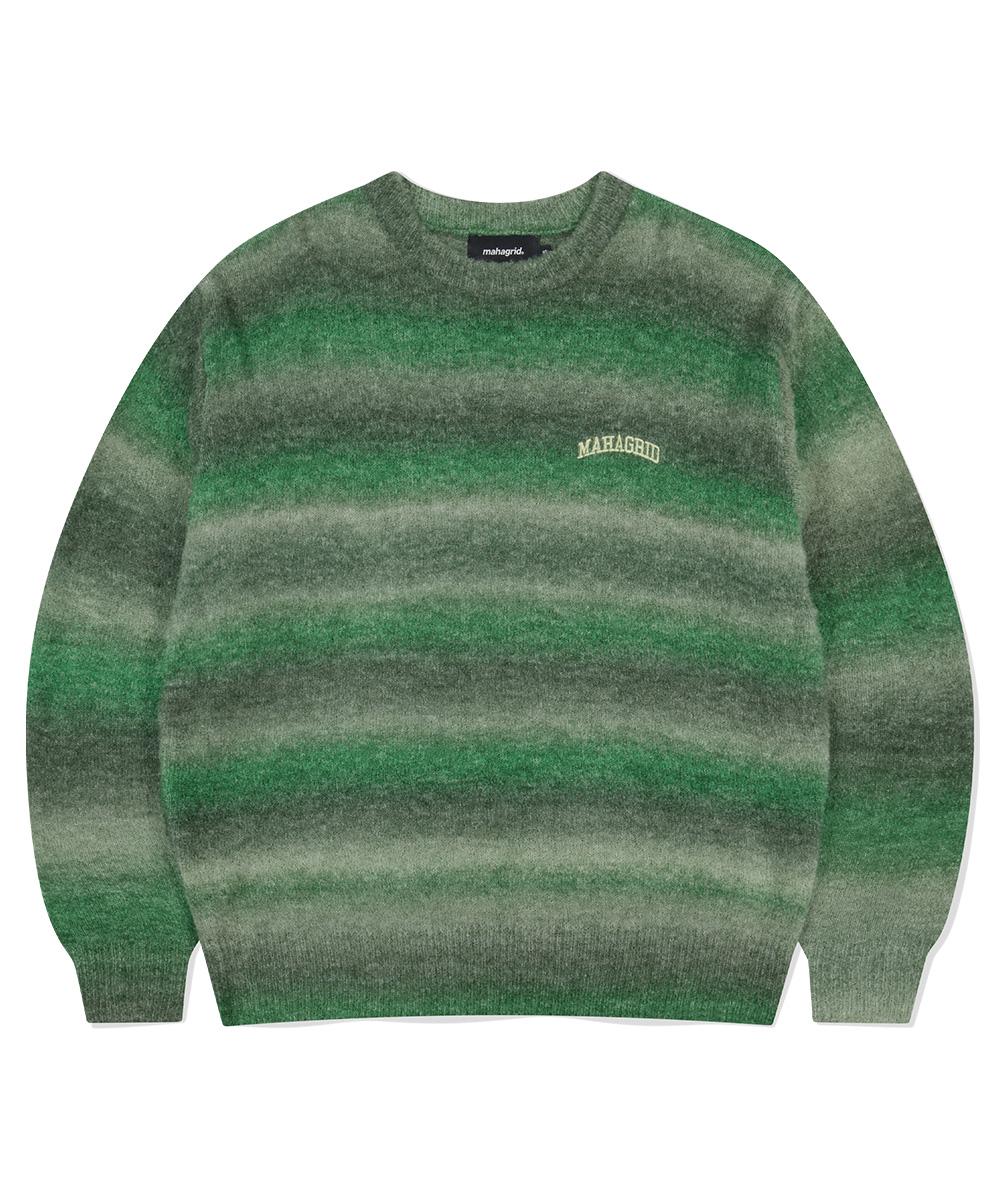 Maha Grid Varsity Logo Gradation Knit Sweater Green(Mg2Efmk606A) Green/S