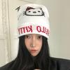 Cute Cartoon Hello Kitty Wool Knitted Hats Autumn And Winter Warm Beanies Comfortable Versatile  Personal Cap