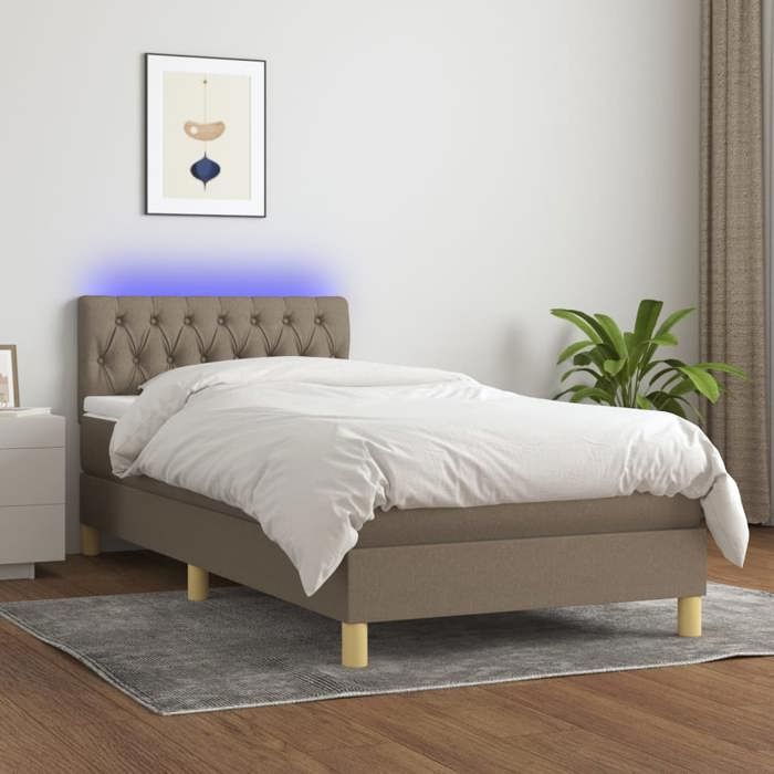 VidaXL Slat Bed Base with Mattress and LED, Upholstered Bed, Single Bed, Adult Bed for Interior Bedroom, 3133937