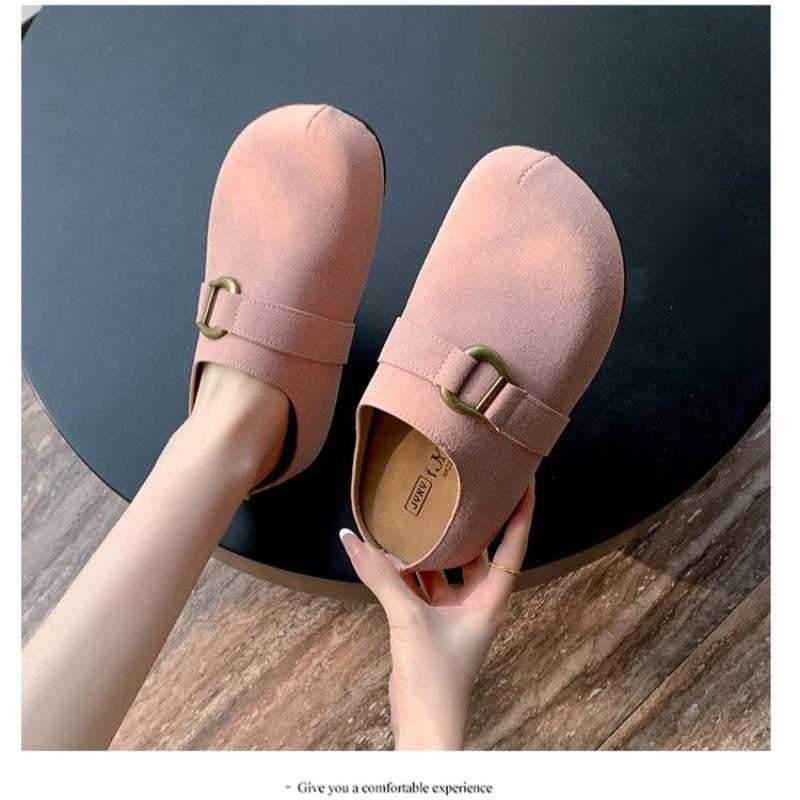

Fashion Hot Sales 2025New Women s Shoes Women s Toe Slippers Suede Leather Clogs Women s Sandals Retro Fashion Garden Clog Slide 35 розовый