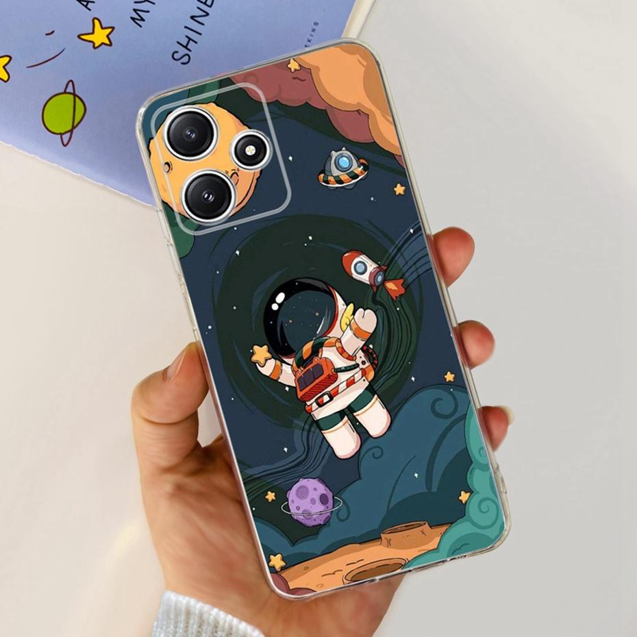 Cute Flower Cat Painted Case For Xiaomi Redmi 12 5G 2023 Soft Silicone TPU Back Cover For Redmi12 5G Global Phone Bumper