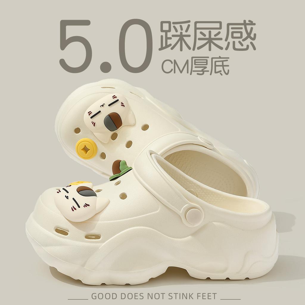 Thick-soled hole shoes summer new outer wear seaside beach non-slip deodorant bag head eva sandals