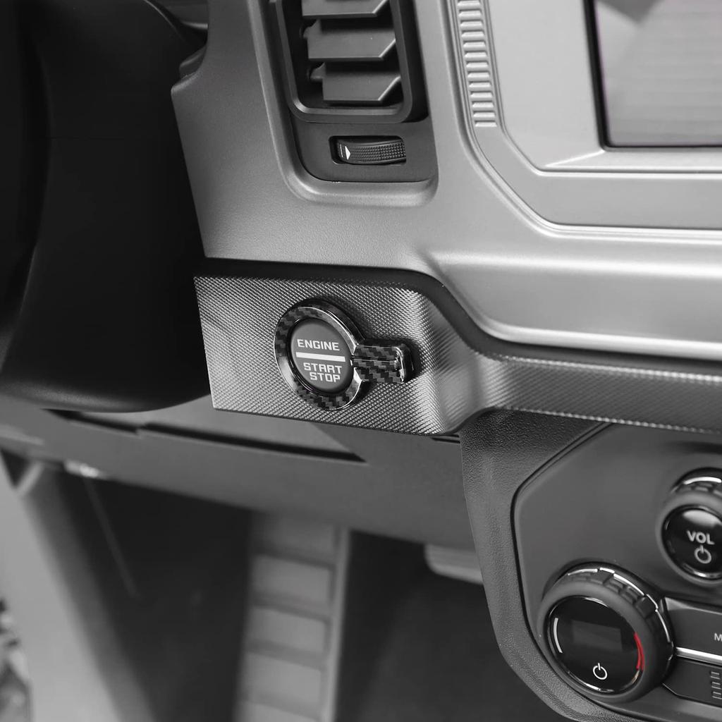 Lkip Push Start Button Ring Compatible with Ford Bronco -2025, Engine Start Stop Button Cover Trim for Bronco Interior Accessories(Carbon Fiber)