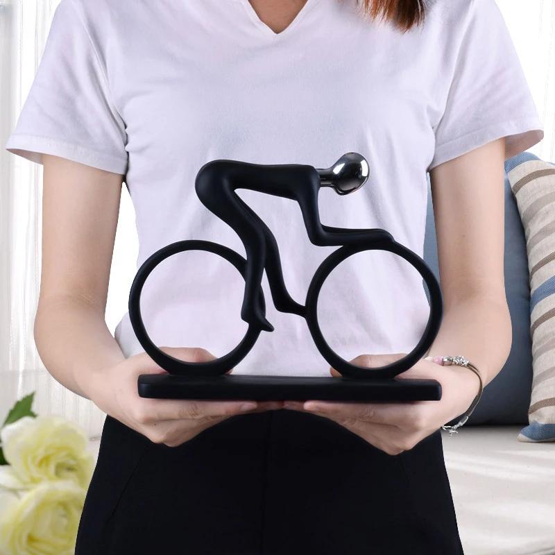 Home Decor Modern Abstract Resin Bicycler Cyclist Statue Bicycle Rider Statue Bike Racer Rider Figurine Office Living Room Decor